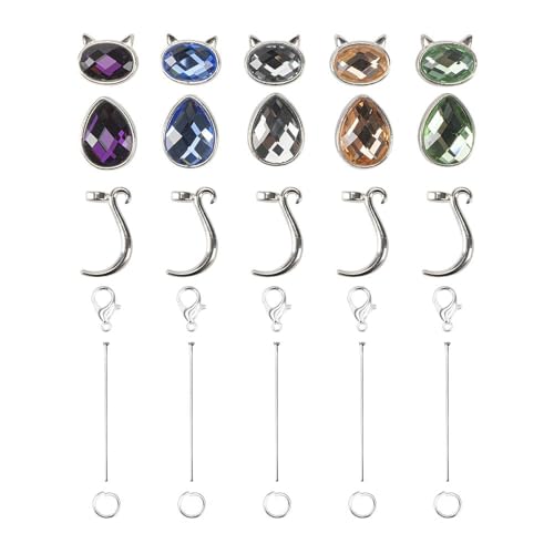 Ideen mit Herz | DIY | Schmuck-Anhänger | Charms | Bastelset | 5 Anhänger mit verschiedenen Perlen (Katzen 1) von Ideen mit Herz
