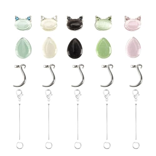 Ideen mit Herz | DIY | Schmuck-Anhänger | Charms | Bastelset | 5 Anhänger mit verschiedenen Perlen (Katzen 2) von Ideen mit Herz