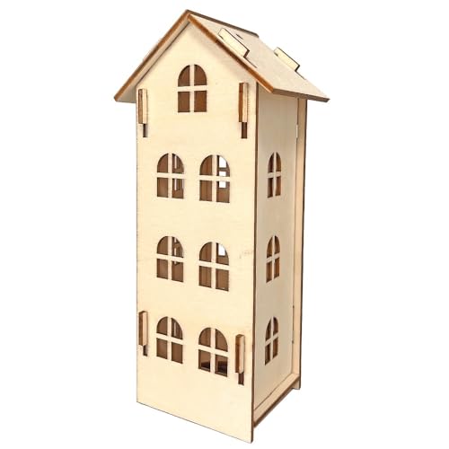 Ideen mit Herz Deko-Haus aus Holz | natur | Miniatur-Häuser zum Zusammenstecken | für LED-Teelicht | zum Aufhängen | 7 cm x 5,6 cm x 15,5 cm von Ideen mit Herz