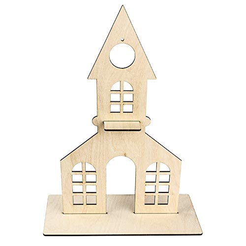 Ideen mit Herz Deko-Kirche aus Holz zum Aufstellen | 38 cm x 21,2 cm | Mit kreisförmiger Aussparung und Podest von Ideen mit Herz