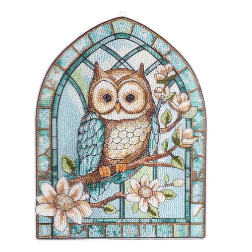 Ideen mit Herz Diamond-Painting-Fensterbild | Glaskunst-Optik | Dekoration & DIY | Material: PET (Eule mit Ast) von Ideen mit Herz