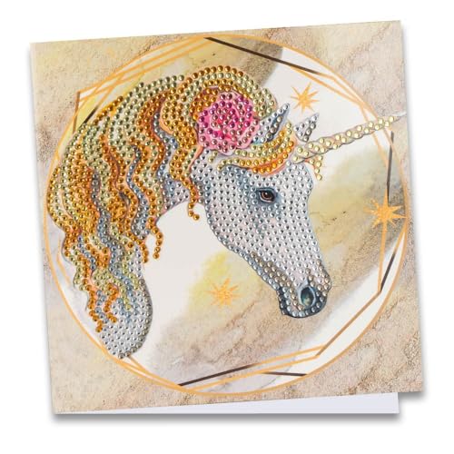 Ideen mit Herz Diamond-Painting-Grußkarte | Strass-Edition | 16 x 16 cm | 370 g/m² | inkl. Steine, Umschlag & Werkzeug (Einhorn) von Ideen mit Herz