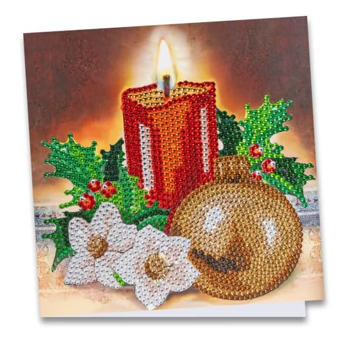 Ideen mit Herz Diamond-Painting-Grußkarte | Strass-Edition | 16 x 16 cm | 370 g/m² | inkl. Steine, Umschlag & Werkzeug (Kerze & Weihnachtskugel 02) von Ideen mit Herz