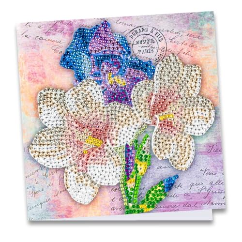 Ideen mit Herz Diamond-Painting-Grußkarte | Strass-Edition | 16 x 16 cm | 370 g/m² | inkl. Steine, Umschlag & Werkzeug (Lilien & Iris) von Ideen mit Herz