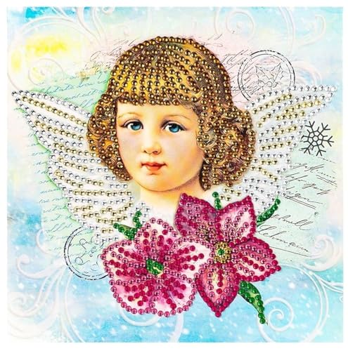 Ideen mit Herz Diamond-Painting-Grußkarte | Strass-Edition | 16 x 16 cm | 370 g/m² | inkl. Steine, Umschlag & Werkzeug (Nostalgischer Engel) von Ideen mit Herz