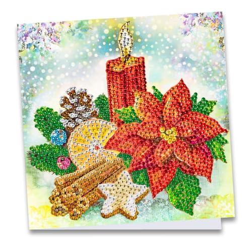 Ideen mit Herz Diamond-Painting-Grußkarte | Strass-Edition | 16 x 16 cm | 370 g/m² | inkl. Steine, Umschlag & Werkzeug (Kerze mit Weihnachtsstern) von Ideen mit Herz