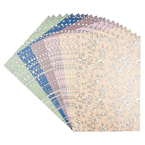 Ideen mit Herz Edel-Dekorpapier Pearl | Deko-Karton | 20 Bogen in 5 versch. Farben | Geprägt & folienveredelt | DIN A4 | 250 g/m² (Blumen) von Ideen mit Herz