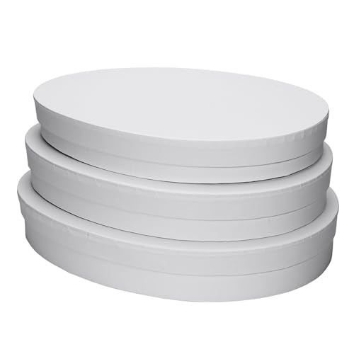 Ideen mit Herz Geschenkboxen in Eiform | mit Deckel | Pappboxen | 3er-Set | 3 verschiedene Größen ineinander | aus stabilem Karton | Verpackung für Ostergeschenke | oval | weiß von Ideen mit Herz