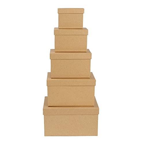 Ideen mit Herz Geschenkboxen mit Deckel | Pappboxen | 5er Set | 5 verschiedene Größen ineinander, groß bis klein | Karaftpapier-Karton | ideal für Geburtstag & Hochzeit | rechteckig 8 bis 18cm Ideen mit Herz Geschenkboxen mit Deckel | Pappboxen | 5er Set | 5 verschiedene Größen ineinander, groß bis klein | Karaftpapier-Karton | ideal für Geburtstag & Hochzeit | rechteckig 8 bis 18cm von Ideen mit Herz