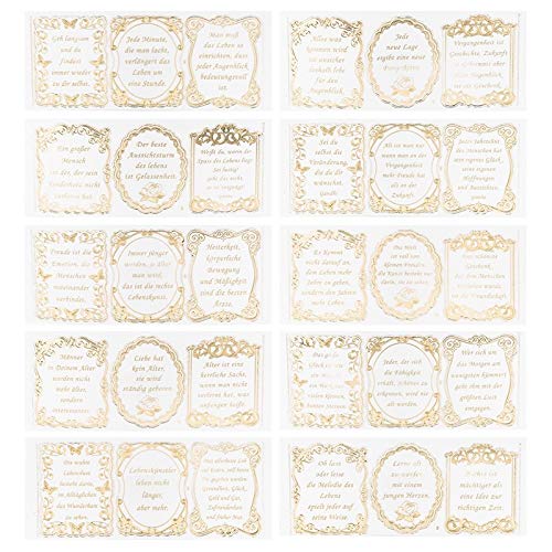 Ideen mit Herz Gravur-Sticker, transparent/gold, 10 Bogen à 10 x 23 cm | Goldene Aufkleber zum Basteln & Dekorieren | Geburtstag, Weihnachten, Rente & mehr (Lebenssprüche) von Ideen mit Herz