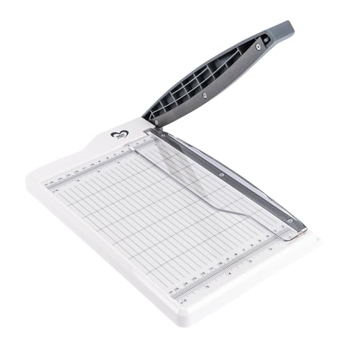 Ideen mit Herz | Hebelschneider | Papierschneider | Schneidemaschine für Papier, Karton, Filz, Kork, Moosgummi, Leder | Kapazität 5 Blatt 80 g/m² | Schnittfläche 15 x 22 cm | Raster in inch & cm von Ideen mit Herz