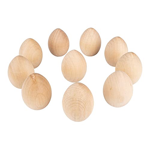 Ideen mit Herz Holz-Eier | massiv | 5,8 cm x 4,2 cm | naturfarben | hochwertige Ostereier aus Holz | 10 Stück von Ideen mit Herz