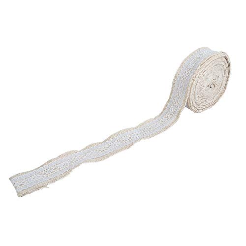 Ideen mit Herz Juteband mit Spitze | Vintage Borte | 5m lang | auf Rolle | natur | Spitzenband, Schleifenband, Dekoband aus Jute | ideal zum Basteln, als Deko oder Geschenkband (Design 5 | 3 cm breit) von Ideen mit Herz