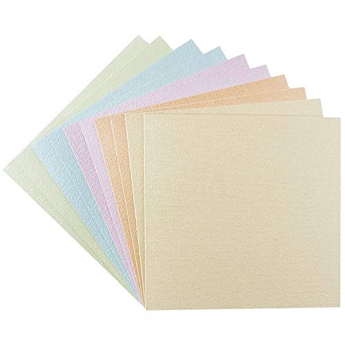 Ideen mit Herz Klappkarten-Set blanko | edel geprägt | 10 Faltkarten (240 g/m²) + 10 weiße Umschläge (120 g/m²) | (Prägung"Prag" | Pastelltöne, 16 x 16 cm) von Ideen mit Herz