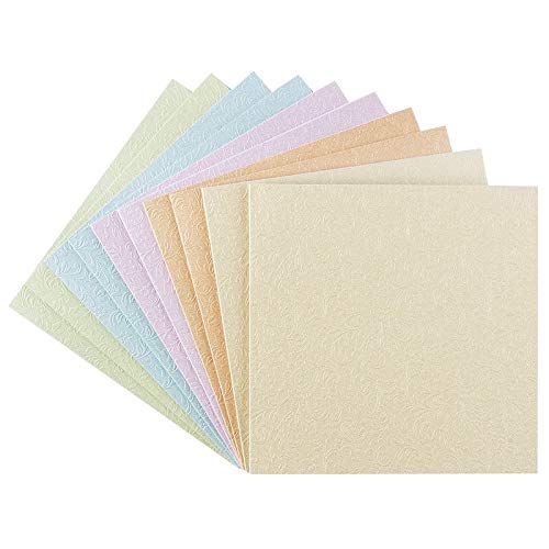 Ideen mit Herz Klappkarten-Set blanko | edel geprägt | 10 Faltkarten (240 g/m²) + 10 weiße Umschläge (120 g/m²) | (Prägung"Prag" | Pastelltöne, 11 x 11 cm) von Ideen mit Herz