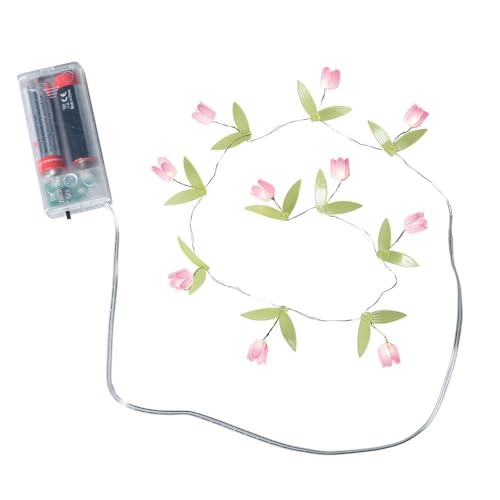 Ideen mit Herz LED-Drahtlichterkette | Blümchen | Blüten-Lichterkette | Frühling | Sommer | 10 LEDs | warmweiß | 75 cm lang | batteriebetrieben | inkl. Timer-Funktion (Rosa) von Ideen mit Herz