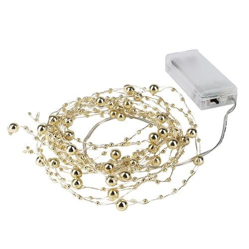 Ideen mit Herz LED-Drahtlichterkette | mit goldenen Kugeln | 40 LEDs | warmweiß | 125 cm lang | batteriebetrieben | inkl. Timer-Funktion Ideen mit Herz LED-Drahtlichterkette | mit goldenen Kugeln | 40 LEDs | warmweiß | 125 cm lang | batteriebetrieben | inkl. Timer-Funktion von Ideen mit Herz