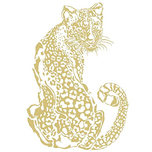 Ideen mit Herz Metallic Bügeltransfer | glänzend | DIN A4 | Textilien wie T-Shirts & Taschen mit Bügelmotiven verzieren | Bilder schnell & einfach aufbügeln | DIY Textildesign (Leopard | gold) von Ideen mit Herz