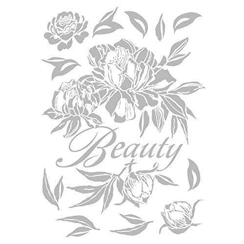 Ideen mit Herz Metallic Bügeltransfer | glänzend | DIN A4 | Textilien wie T-Shirts & Taschen mit Bügelmotiven verzieren | Bilder schnell & einfach aufbügeln | DIY Textildesign (Pfingstrose | silber) von Ideen mit Herz