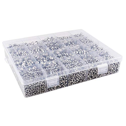 Ideen mit Herz Perlen-Box mit Perlen | transparente Aufbewahrungs-Box, gefüllt mit 20 verschiedenen Perlen | ideal zum Auffädeln & Schmuck-Basteln | 500g Perlen (silber) von Ideen mit Herz
