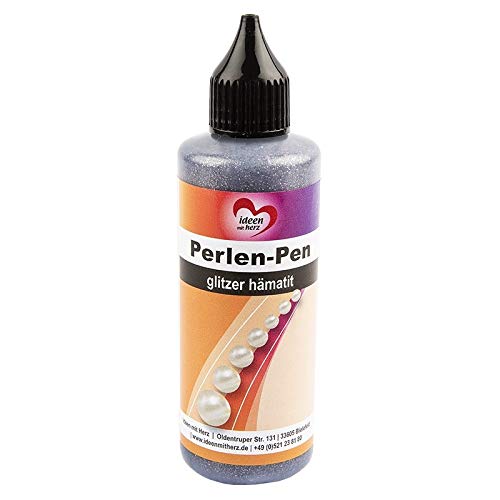 Ideen mit Herz Perlen-Pen XL, 82 ml Inhalt, auf Wasserbasis | Perlen-Optik für Papier, Textilien, UVM. (Glitzer hämatit) von Ideen mit Herz