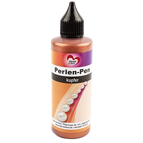 Ideen mit Herz Perlen-Pen XL, 82 ml Inhalt, auf Wasserbasis | Perlen-Optik für Papier, Textilien, UVM. (Kupfer) von Ideen mit Herz