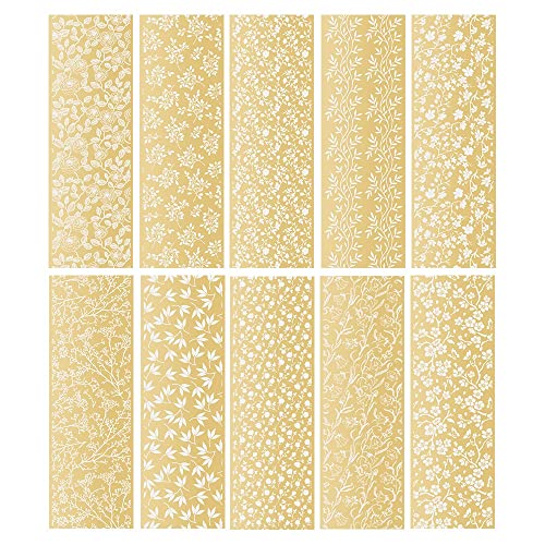 Ideen mit Herz Premium-Transfers | Rub on Sticker | Rubbel-Sticker | 10 cm x 30 cm | 10 Bogen | inkl. Tuch (Florale Designs, gold) von Ideen mit Herz