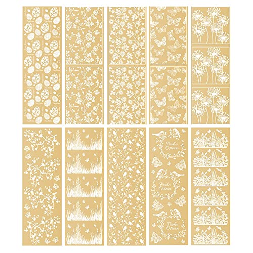 Ideen mit Herz Premium-Transfers | Rub on Sticker | Rubbel-Sticker | 10 cm x 30 cm | 10 Bogen | inkl. Tuch (Frühlingsmotive, gold) von Ideen mit Herz