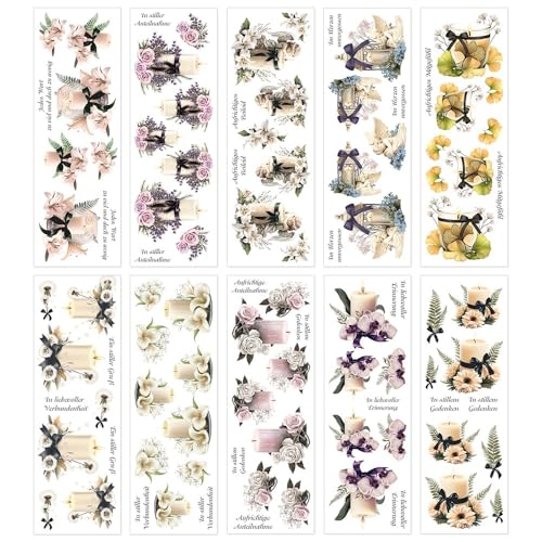 Ideen mit Herz Premium-Transfers | Rub on Sticker | Rubbel-Sticker | 10 cm x 30 cm | 10 Bogen | inkl. Tuch (Kondolenz-Kerzen) von Ideen mit Herz