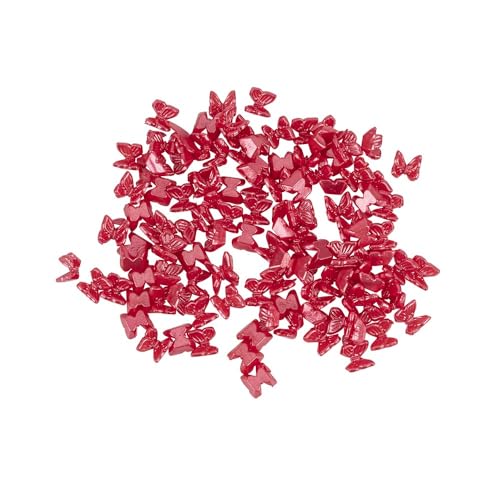 Ideen mit Herz Schmuckstein-Schmetterling | Strasssteine | Basteln | Geschenke und Karten verzieren | DIY | 100 Stück | 0,9 cm x 1 cm x 0,2 cm (Perlmutt Rot) von Ideen mit Herz