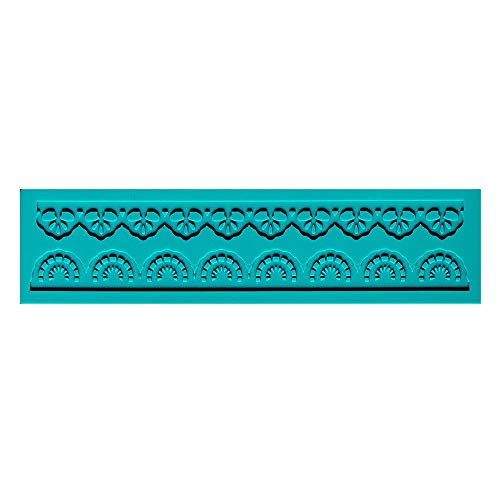 Ideen mit Herz Silikon-Dekormatte | Silikonform Fondant | Höhe: 2mm | Spitzen-Design | ideal zur Herstellung von Bordüren in Spitzenoptik | Werkzeug zum Formen von Fondant (Design 21 | 17,7cm x 4,5cm) von Ideen mit Herz