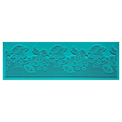 Ideen mit Herz Silikon-Dekormatte | Silikonform Fondant | Höhe: 2mm | Spitzen-Design | ideal zur Herstellung von Bordüren in Spitzenoptik | Werkzeug zum Formen von Fondant (Design 27 | 30cm x 10cm) von Ideen mit Herz