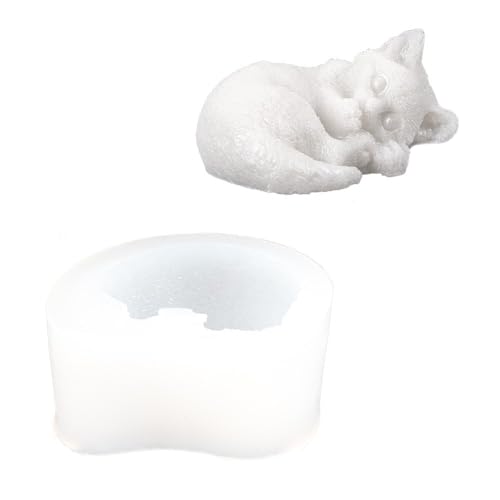 Ideen mit Herz | Silikonform Katze 2 | Katzenfigur selber gießen | DIY | Gießform für Epoxidharz, Gips, Beton, Wachs oder Seife | lebensmittelecht von Ideen mit Herz