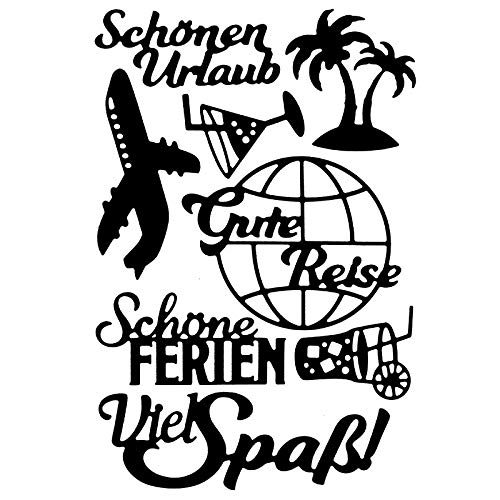 Ideen mit Herz Stanz-Schablonen | Schriften | Stanzformen Urlaub & Ferien | Karten-Design | Präge-Schablone für Stanzmaschine | 8 Stück von Ideen mit Herz