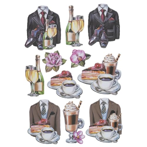 Ideen mit Herz Stickerbogen 3-D Relief-Sticker | Aufkleber | Hochwertig geprägt mit 3-D-Effekt | Din A4 Bogen mit verschiedenen Motiven (Elegante Herren-Klassiker 01) von Ideen mit Herz