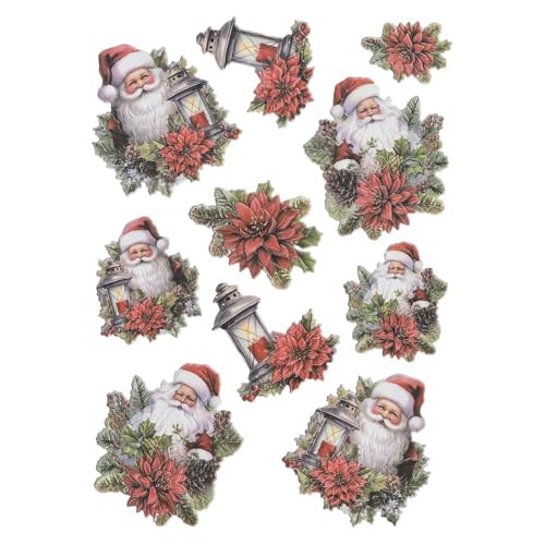 Ideen mit Herz Stickerbogen 3-D Relief-Sticker | Aufkleber | Hochwertig geprägt mit 3-D-Effekt | Din A4 Bogen mit verschiedenen Motiven (Weihnachtsmänner 01) von Ideen mit Herz