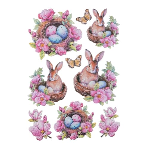 Ideen mit Herz Stickerbogen 3-D Relief-Sticker | Aufkleber | Hochwertig geprägt mit 3-D-Effekt | Fensterbilder | Scrapbooking | Din A4 Bogen mit vielen Motiven (Hase im Körbchen) von Ideen mit Herz