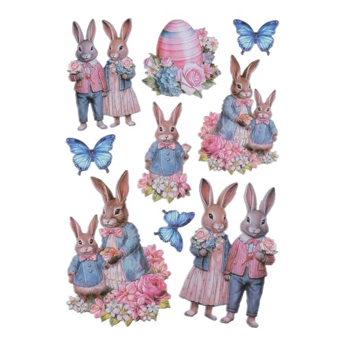 Ideen mit Herz Stickerbogen 3-D Relief-Sticker | Aufkleber | Hochwertig geprägt mit 3-D-Effekt | Fensterbilder | Scrapbooking | Din A4 Bogen mit vielen Motiven (Hasenfamilie 6) von Ideen mit Herz