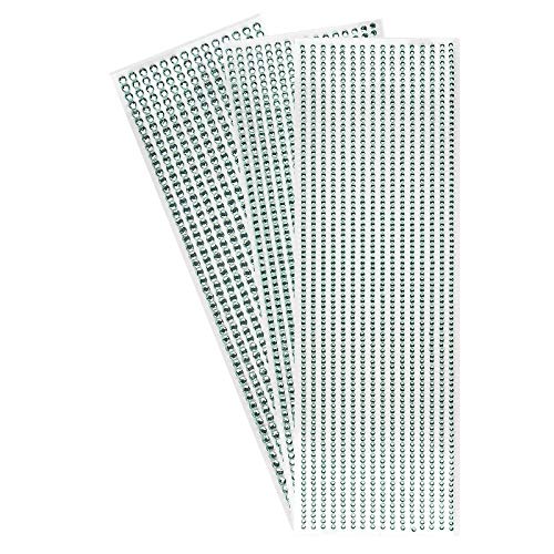 Ideen mit Herz Strass-Bordüren zum Basteln, selbstklebend, runde Schmucksteine, 3 Bogen mit Schmucksteinen à Ø 3mm, Ø 4mm, Ø 5mm | Glitzersteine, Kristalle zum Aufkleben (mint) von Ideen mit Herz