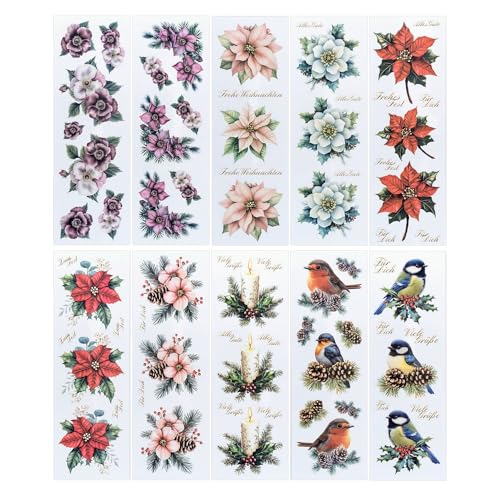 Ideen mit Herz | Transparent-Sticker | Aufkleber | Weihnachten & Winter | verschiedene Designs, 10 cm x 30 cm, 10 Bogen (Winter-Floristik) von Ideen mit Herz