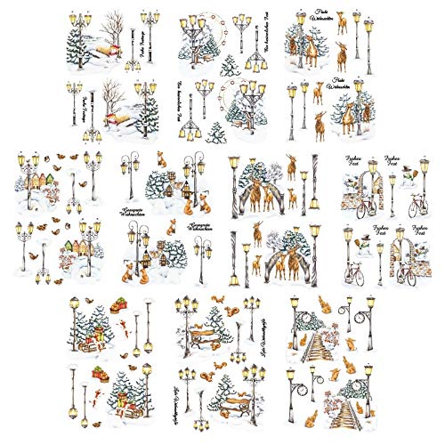 Ideen mit Herz Transparent-Stickerbogen | Winterlaternen | Verschiedene Designs | Mit Veredelung | DIN A4 | 10 Bogen von Ideen mit Herz
