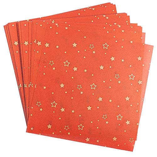 Ideen mit Herz Transparentpapier | 100 Blatt | Premium-Qualität | 110 g/qm | bedruckt | ideales Faltpapier zum Sterne basteln | transparentes Bastelpapier (Sterne | rot & gold, 15 x 15 cm) von Ideen mit Herz