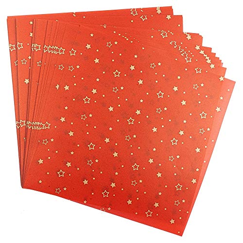 Ideen mit Herz Transparentpapier | 100 Blatt | Premium-Qualität | 110 g/qm | bedruckt | ideales Faltpapier zum Sterne basteln | transparentes Bastelpapier (Sterne | rot & gold, 20 x 20 cm) von Ideen mit Herz