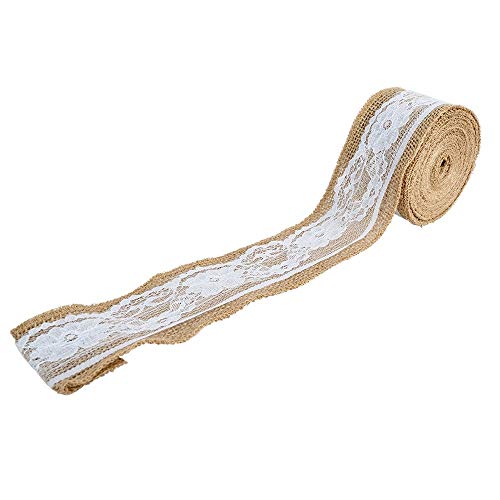 Ideen mit Herz Juteband mit Spitze | Vintage Borte | 5m lang | auf Rolle | Spitzenband, Schleifenband, Dekoband aus Jute | ideal zum Basteln, als Deko oder Geschenkband (Design 3 | 5,7 cm breit) von Ideen mit Herz