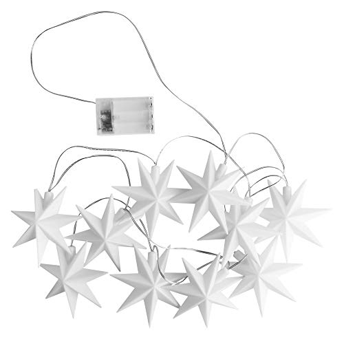 Ideen mit Herz LED-Lichterkette Sterne | Indoor | 10 weiße Sterne | je Ø 12cm | je 1 LED in Warmweiß | batteriebetrieben | Timer-Funktion: 6 Stunden AN | 18 Stunden AUS | Fenster-Deko | Weihnachtsdeko von Ideen mit Herz