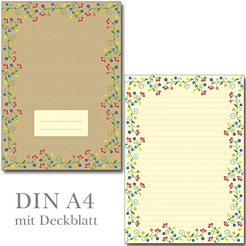 1 Schreibblock Blütenzauber Vintage 25 Blatt Format DIN A4 mit Deckblatt 7220 von Ideenstadl