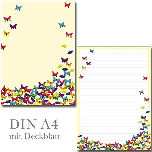 1 Schreibblock bunte Schmetterlinge 26 Blatt Format DIN A4 mit Deckblatt 7210 von Ideenstadl