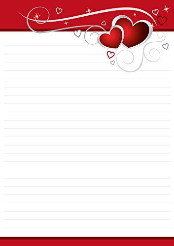 1 Schreibblock rote Herzen 25 Blatt Format DIN A4 mit Deckblatt 7440 von Ideenstadl