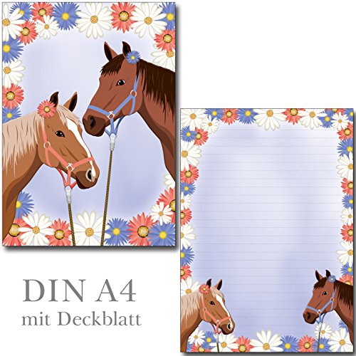 Schreibblock zwei Pferde 25 Blatt Format DIN A4 mit Deckblatt 7300 (1 Block) von Ideenstadl