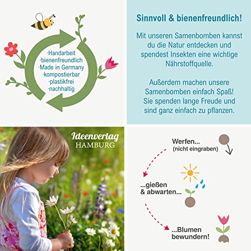 10x "Danke" Samenbomben in Blumenform - kleines Geschenk & Mitgebsel - Saatbomben für Kollegen, Gäste & Kinder - Blumenbomben, Blumensamen & Blumenkugeln als Dankeschön - Seedbomb & Saatkugeln von Ideenverlag HAMBURG
